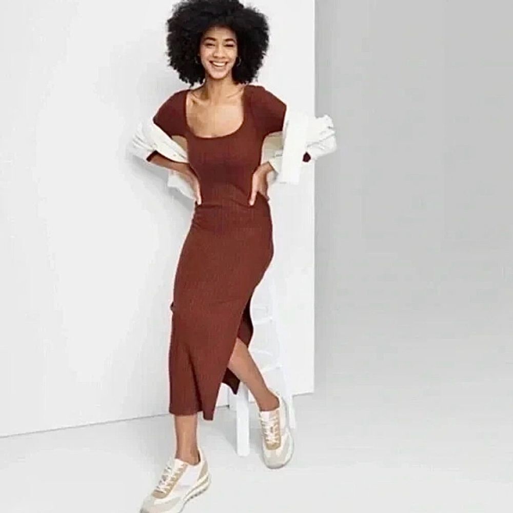 NWT Wild Fable Brown Midi Dress